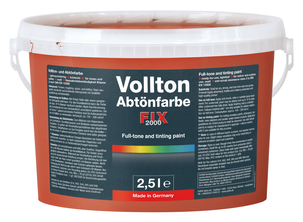 Pufas fix 2000 Vollton- und 2,5 lt Abtönfarben PG1 902 Ziegelrot