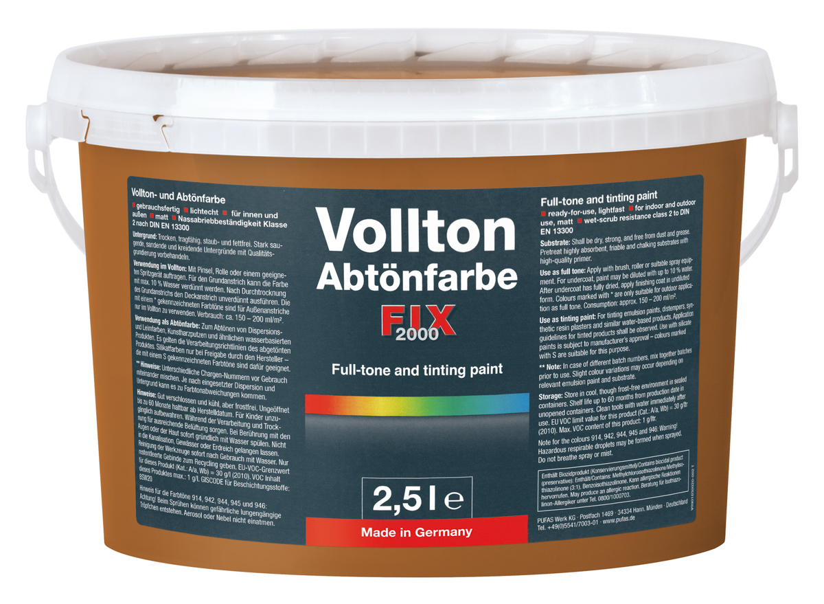 Pufas fix 2000 Vollton- und 2,5 lt Abtönfarben PG1 905 Zigarrenbraun