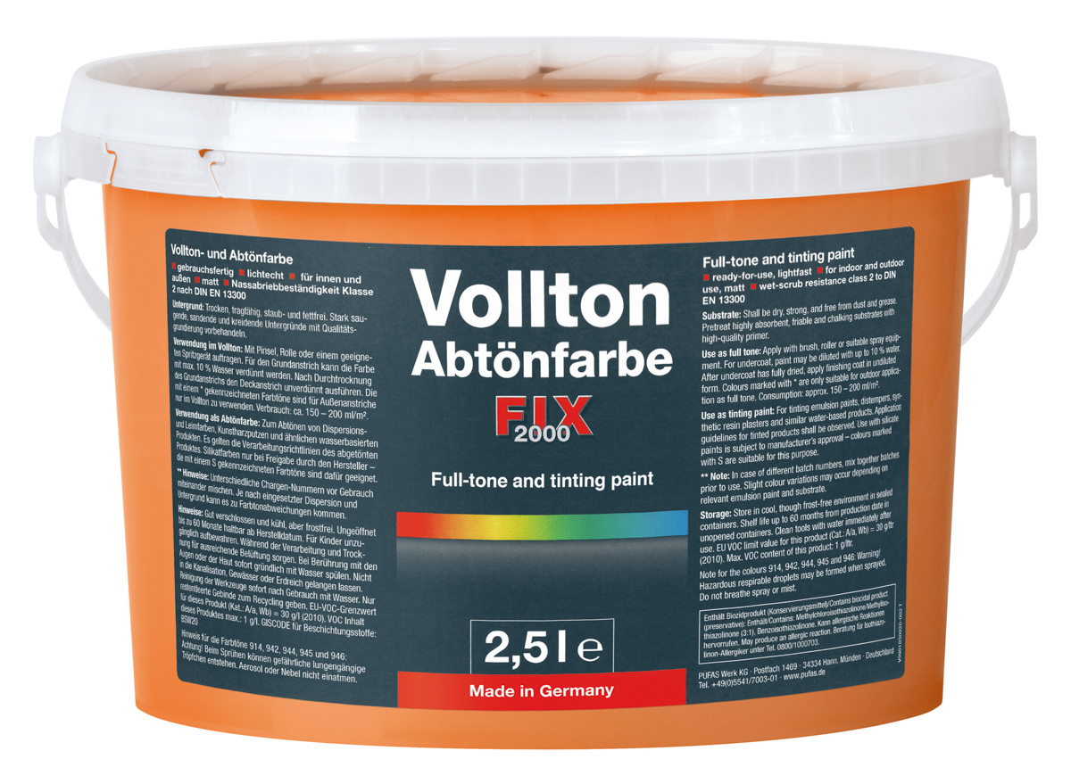 Pufas fix 2000 Vollton- und 2,5 lt Abtönfarben PG2 908 Orange