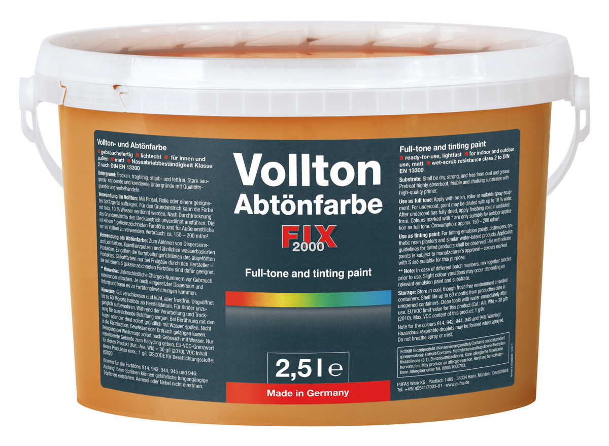 Pufas fix 2000 Vollton- und 2,5 lt Abtönfarben PG1 937 Topasbraun