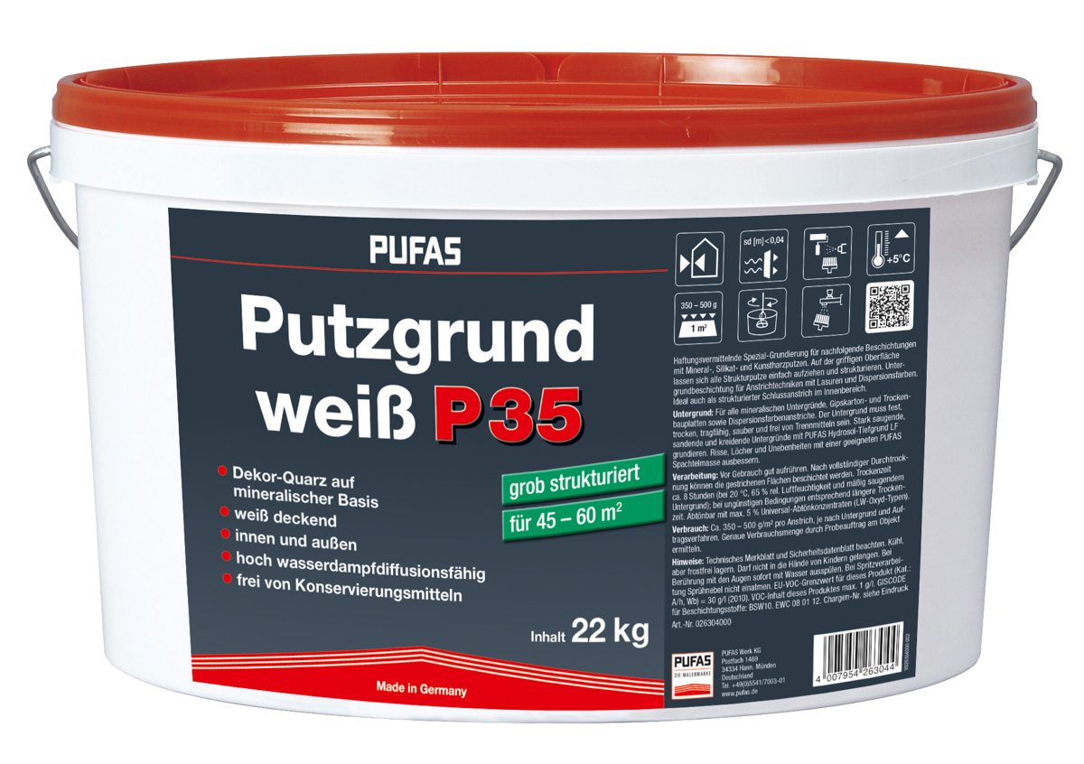 Pufas Putzgrund weiß P35 22,0 kg grob