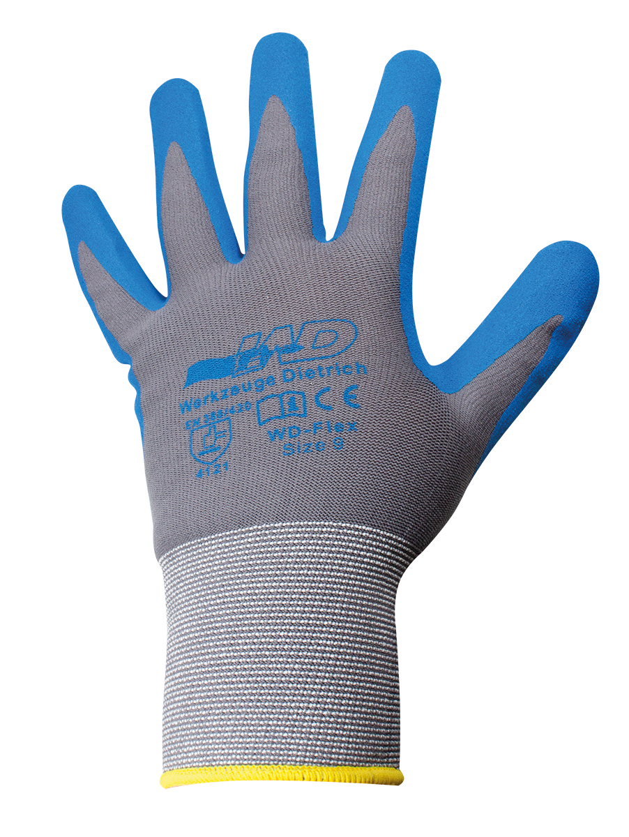 WD Flex-Handschuh grau / blau Gr.8, atmungsaktiv