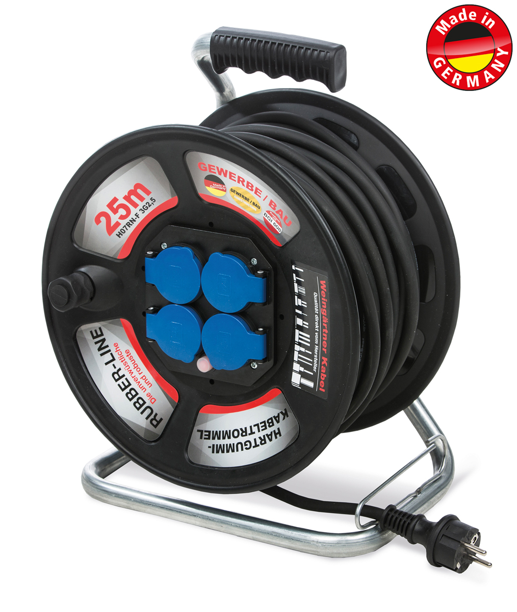 WD Gummi-Kabeltrommel 40m IP44 H07RN-F 3G1,5,4xSchutzkontaktsteckdose