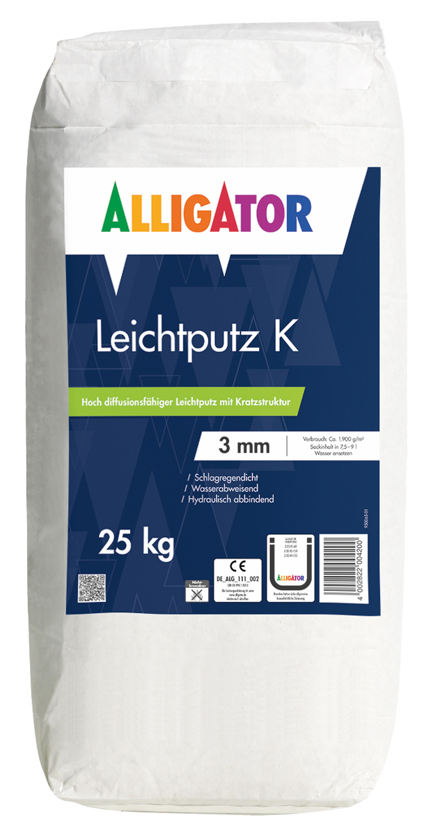 Allig.Leichtputz 2 mm K 25,0 kg Weiß