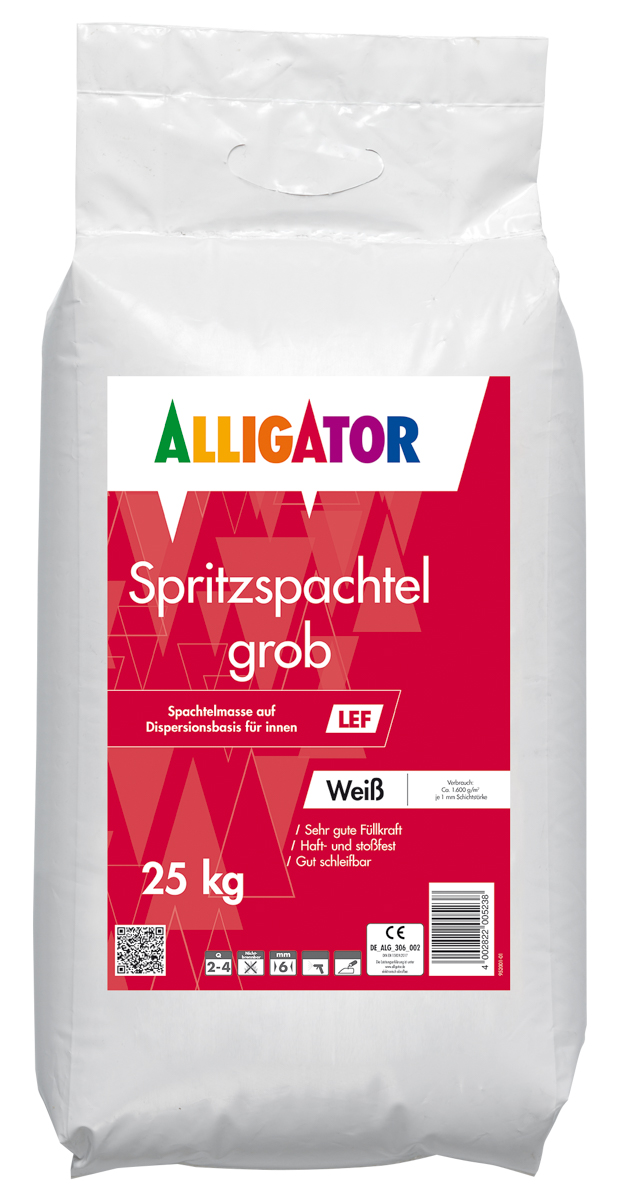 Allig.Spritzspachtel grob LEF 25,0 kg Weiß Polysack