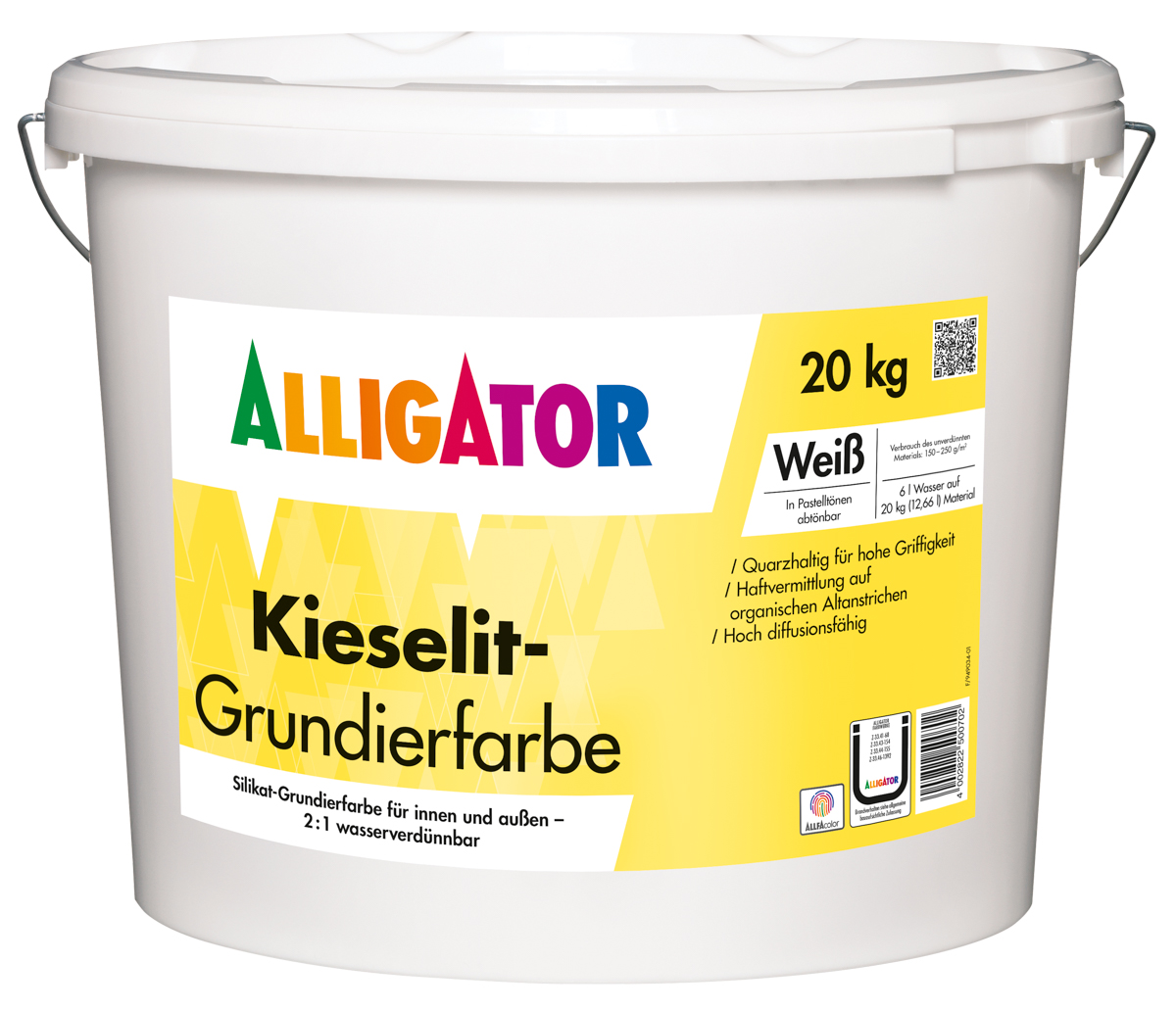 Allig.Kieselit Grundierfarbe 5,0 kg Weiß wasserverdünnbar