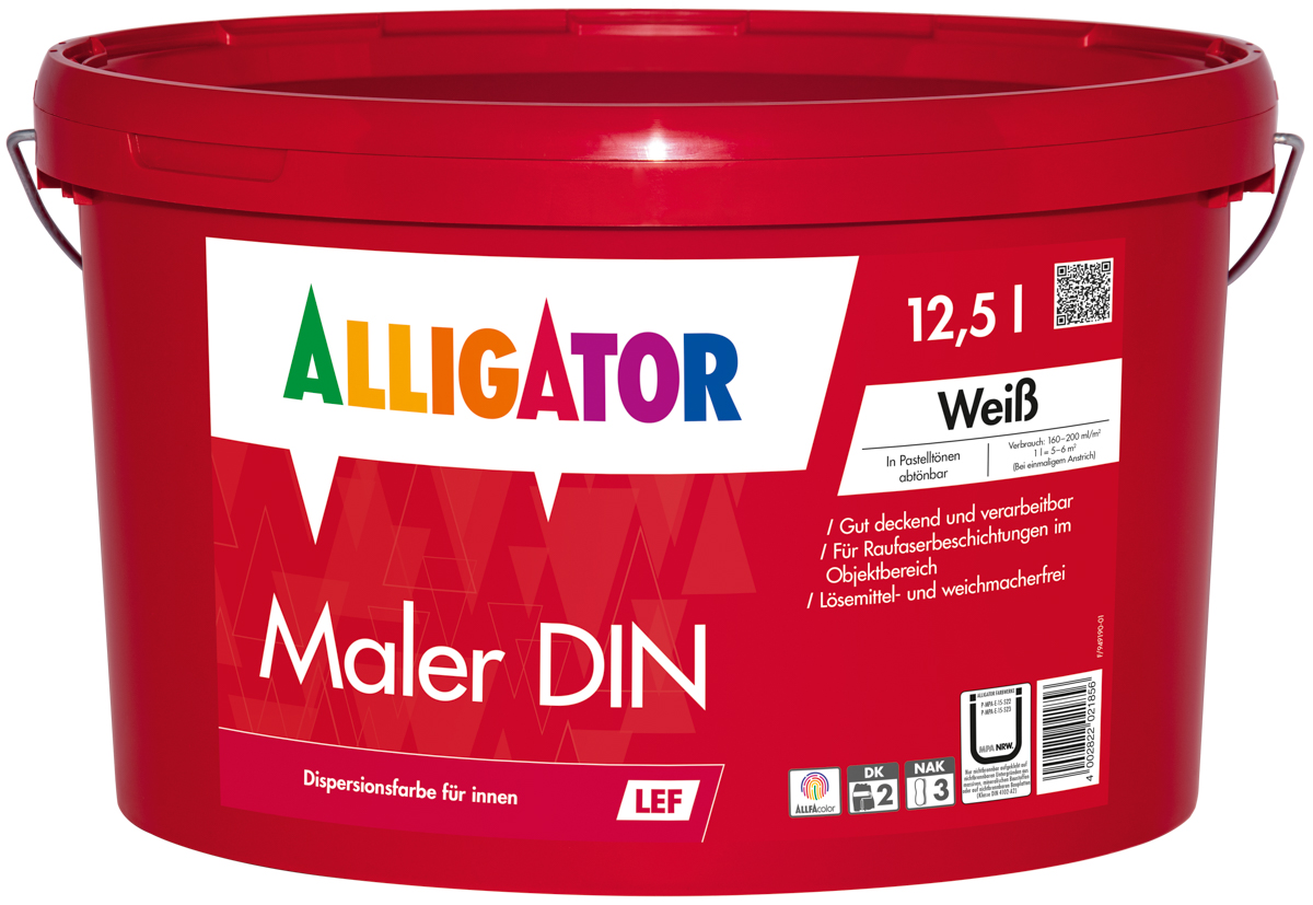 Allig.Maler DIN LEF ca.RAL 9016 12,5 lt Weiß 20