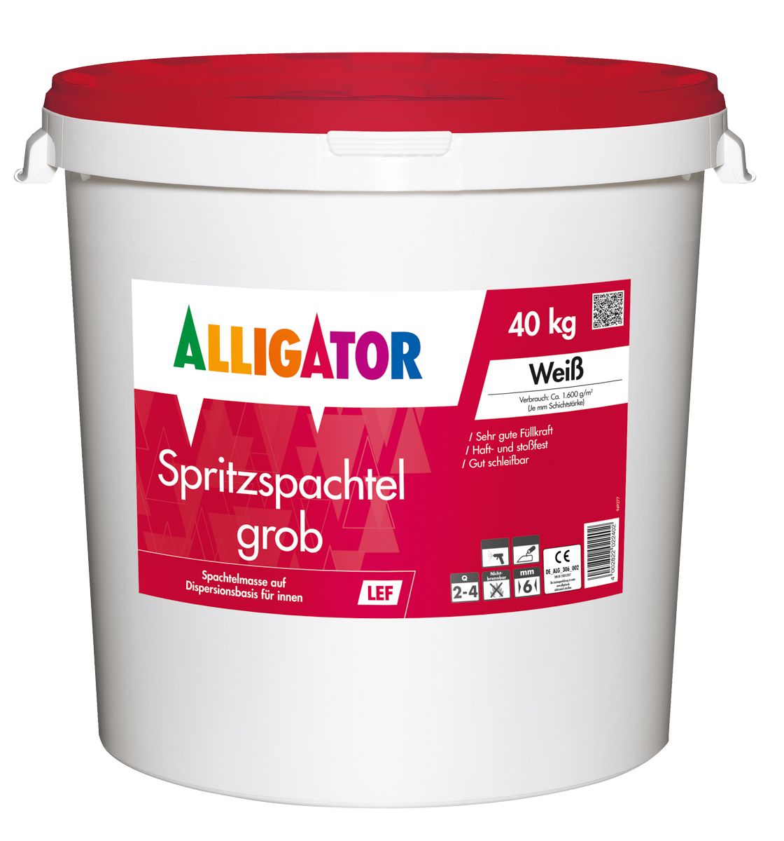 Allig.Spritzspachtel grob LEF 25,0 kg Weiß Hobbock