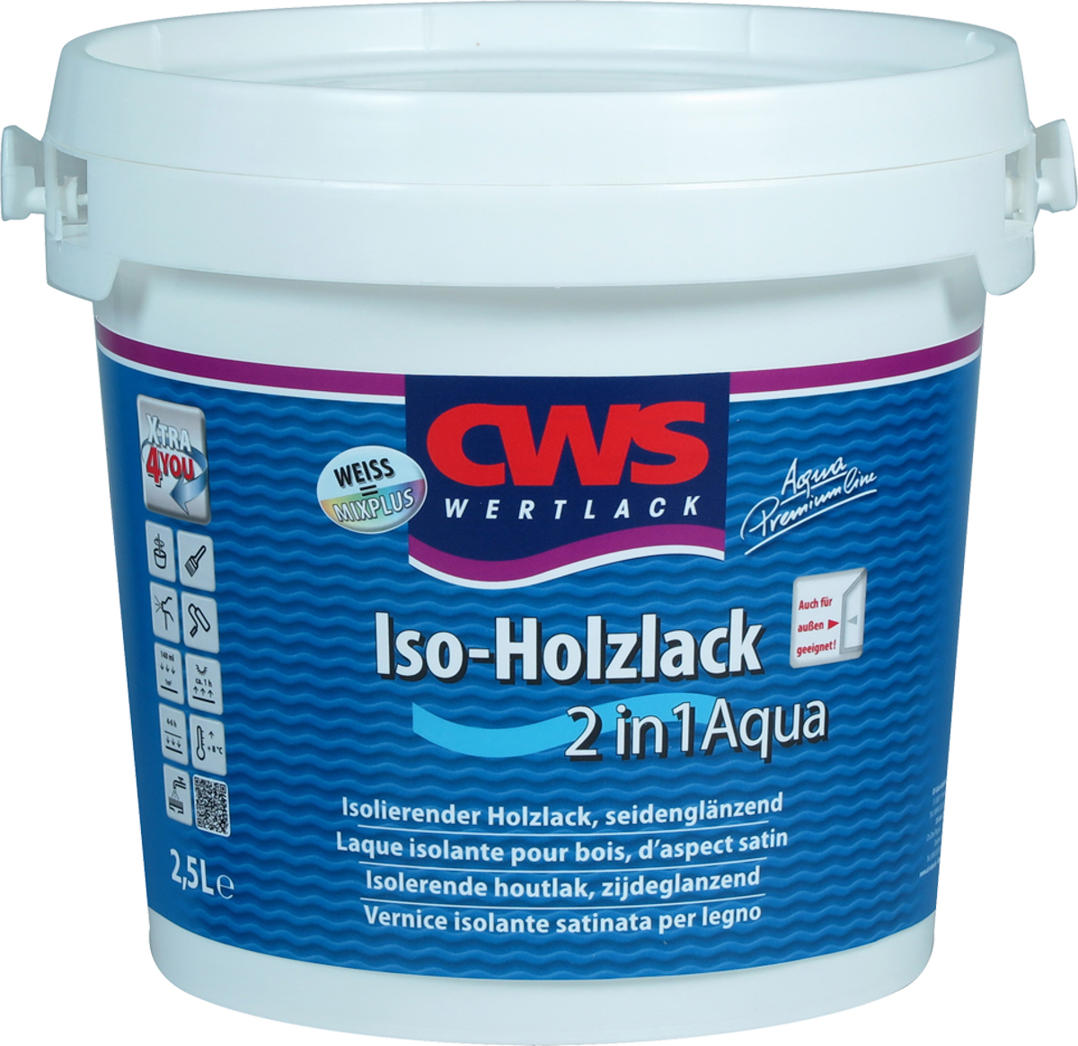 CWS WERTLACK Iso-Holzlack 2in1 750 ml Aqua