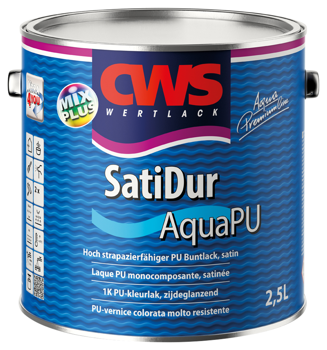 CWSmix WERTLACK SatiDur Aqua PU 2,5 lt PG2 Farbton