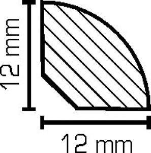 MPlus Südbrock Viertelstab 12.31 200cm 12x12mm Abachi weiß lack.