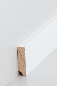 Südbrock Holz-Fußleiste, Oberkante rechteckig, Kiefer deckend weiß lackiert
