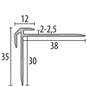 MPlus Treppenkantenprofil 832 SBS 250cm 2,0 - 2,5mm Alu Silber elox. F4 30x38mm