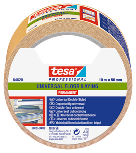Tesa 64620 Verlegeband Universal perman. 10m:50mm, weiss, doppelseitig