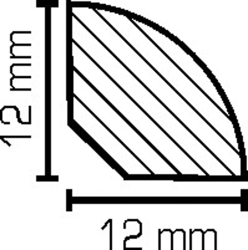 MPlus Südbrock Viertelstab 12.31 200cm 12x12mm Abachi weiß lack.