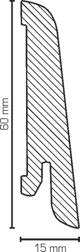 MPlus Südbrock HSL 15.60.31 250cm 15x60mm Holzk.furn.weiß la.schräg rund
