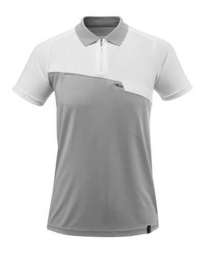 Mascot Polo-Shirt mit Brusttasche Gr.4XL grau-mel./weiß #17283-945-0806