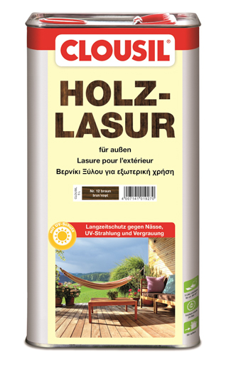 Clousil Holzschutz Lasur 5,0 lt Nr. 12 Braun 100.000.012.005.000