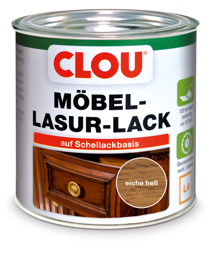 Clou L4 Lasur-Lack Eiche hell 125 ml Eiche hell 3.130.000.001.000.120