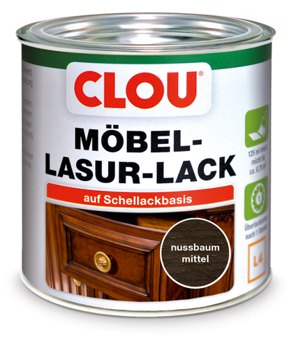 Clou L4 Lasur-Lack Nussb. mittel 125 ml Nussbaum mittel 3.130.000.007.000.120