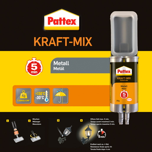 Henkel Pattex Kraft Mix Metall 34 gr Spezialkleber Spritze 34g/25ml PK5MS