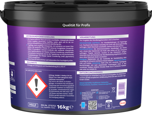 Henkel Metylan NP Hohe Klebkraft 16,0 kg Universal Fertigkleister MNUF