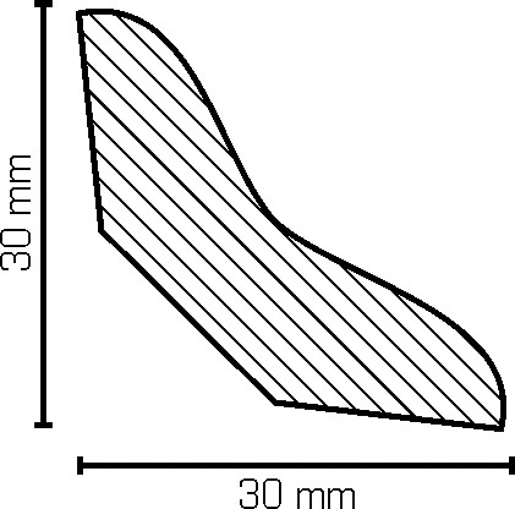 MPlus Südbrock HSL 60.30.30.31 30x30mm Hohlkehle Schmet.Buche weiß la.