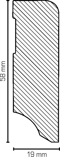 MPlus Südbrock SL 720.058 19x58mm 250cm 720.1958 MDF Folie weiß abger.lackierf.