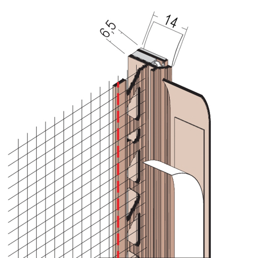 Protektor Anputzdichtleiste 6mm 38814 mit Schattenfuge, Membran, Gewebe 260cm