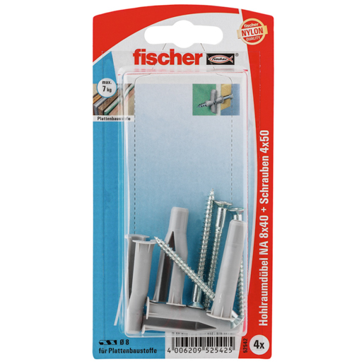 Fischer Hohlraumdübel NA 8 x 40 S K (4) SB-Karte #52542