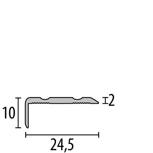 MPlus Winkelprofil 236 SBS 100cm 10 x 24,5mm Alu Edelstahl elox. F2 geri.