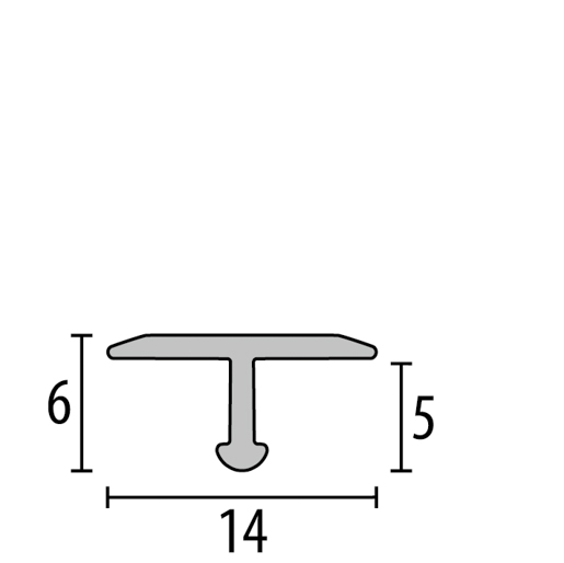 MPlus T-Profil 290 SBS 270cm 14 x 5(6)mm Alu Silber elox. F4 Best
