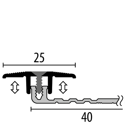 MPlus Übergangsprofil 378 4 -9,5mm 100cm Alu Edelstahl elox. F2 PPS Champion star