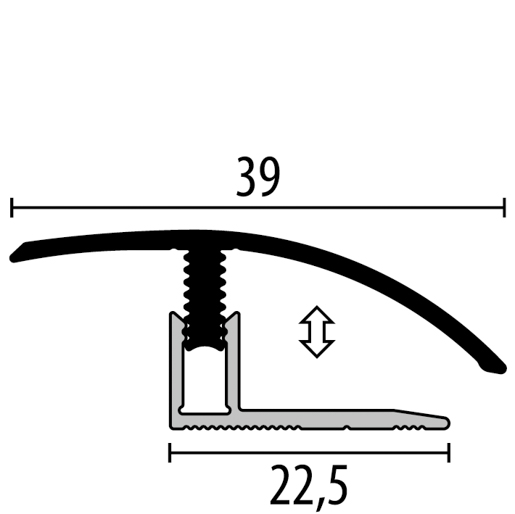 MPlus Anpassungsprofil 556 7 -12mm 100cm Alu Silber elox. F4 Mono Clip