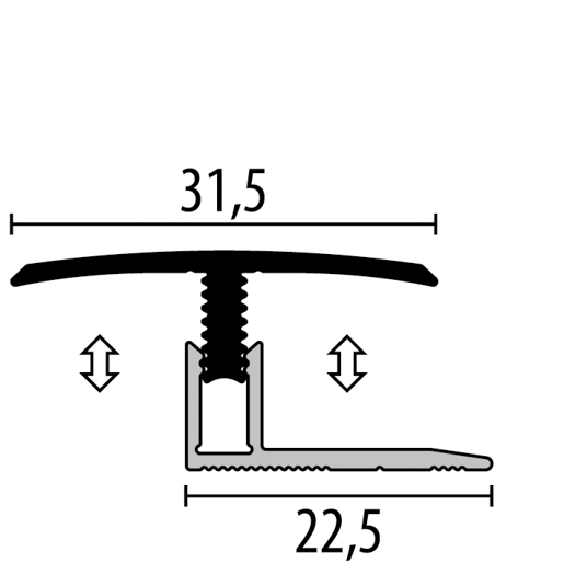 MPlus Übergangsprofil 558 7 - 12mm 270cm Alu Edelstahl elox. F2G Mono Clip