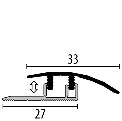MPlus Anpassungsprof. 576 4 -7,5mm 100cm Alu Edelstahl elox. F2G Design Clip