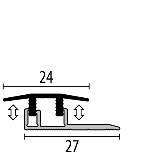MPlus Übergangsprofil 578 4 -7,5mm 270cm Alu Sand elox. F9 Design Clip