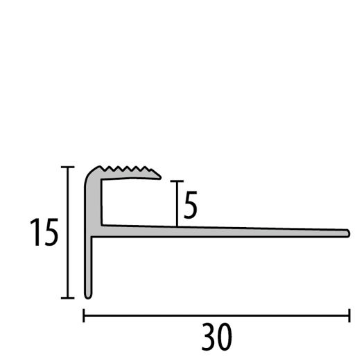 MPlus Treppenkantenprofil 807 SBS 250cm 5,0mm Alu Silber elox. F4 15x30mm Best