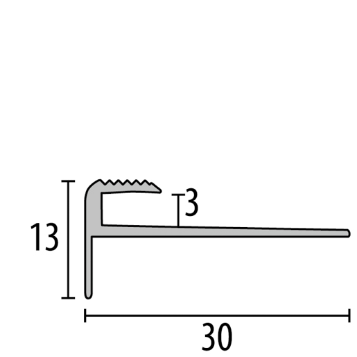 MPlus Treppenkantenprofil 809 SBS 250cm 3,0mm Alu Silber elox. F4 13x30mm Best