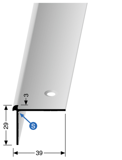 MPlus Treppenkantenprofil 871 SBS 250cm 3,0mm Alu Silber elox. F4 29 x 39mm