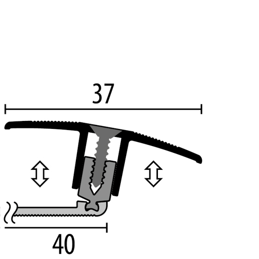 MPlus Übergangsprofil 888 7 - 17mm 100cm Alu Silber elox. F4 PPS Champion flex