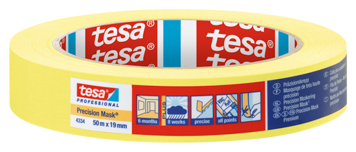 Tesa 4334 Präzisionskrepp 50m:50mm, gelb