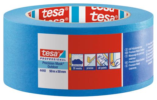 Tesa 4440 Präzisionskrepp Außen Plus 50m:50mm, blau