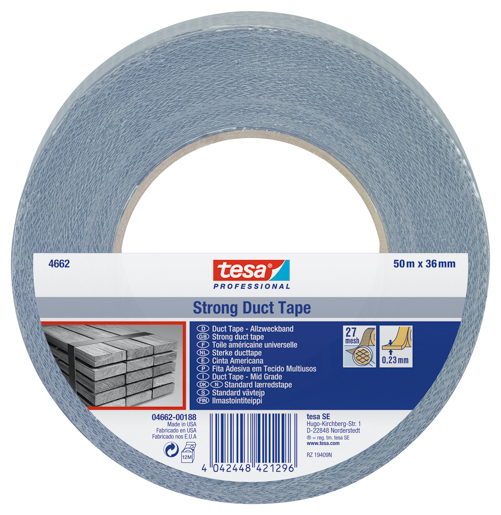 Tesa 4662 Duct Tape 50m:36mm, silber / matt