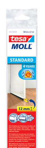 Tesa 5433 Tesamoll Türdichtschiene 1m:37mm, weiß, Spalten bis 12mm