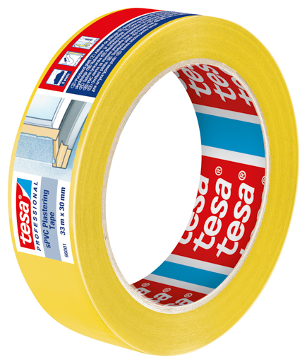 Tesa 66001 Putzband PVC glatt 33m:30mm, gelb