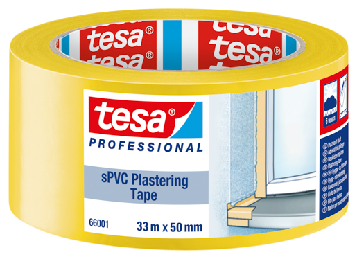Tesa 66001 Putzband PVC glatt 33m:50mm, gelb