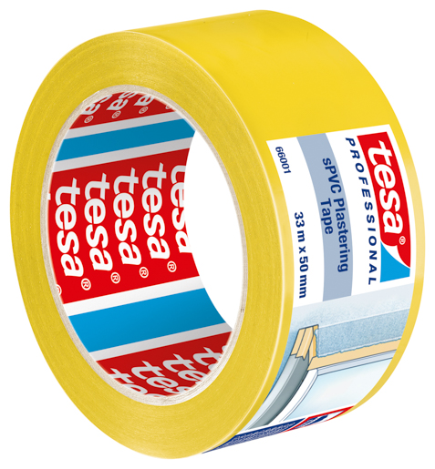 Tesa 66001 Putzband PVC glatt 33m:50mm, gelb
