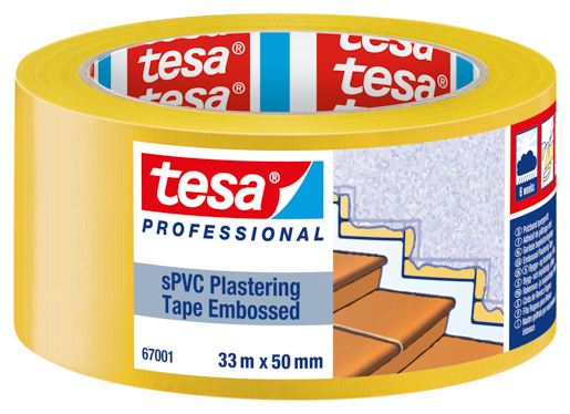 Tesa 67001 Putzband PVC quergerillt 33m:50mm, gelb