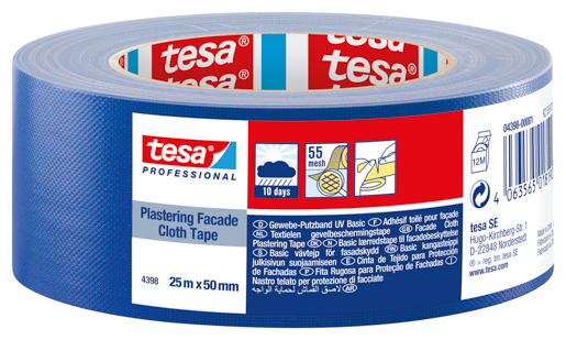 Tesa 4398 Putzband Gewebe Basic 25m:50mm, blau
